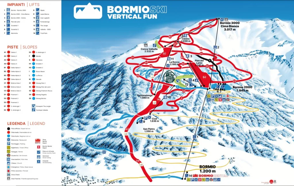 mappa piste bormio