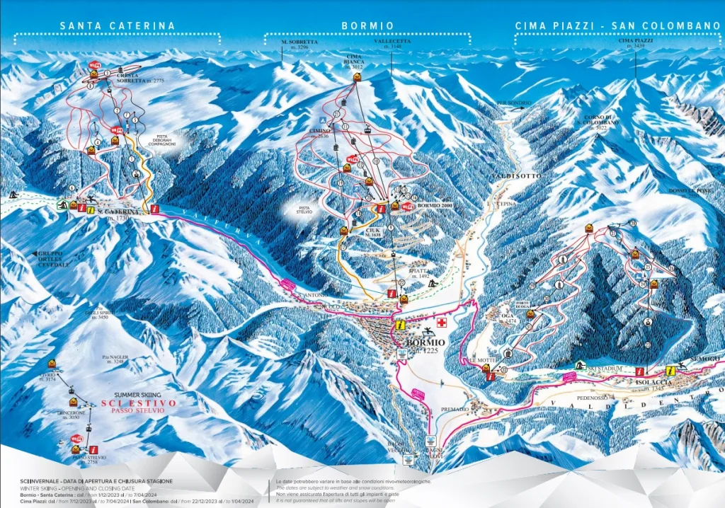 mappa piste bormio , santa caterina, cima-piazzi san colombano